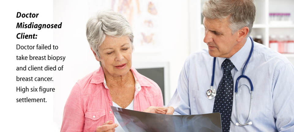 Doctor misdiagnosed breast cancer client and BoneeWeintraub attorneys won high settlement