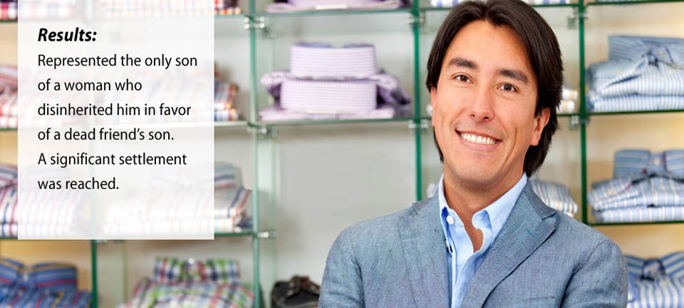 BoneeWeintraub represented the only son of a woman who disinherited him